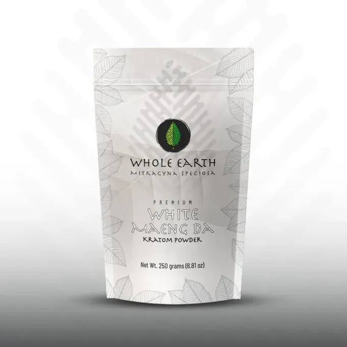 Whole Earth White Maeng Da Kratom Powder, 250 gram package, front